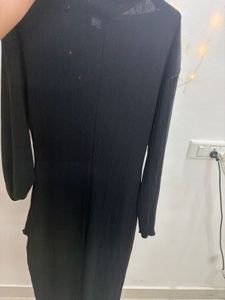 Black Ribbed Knit Midi Dress