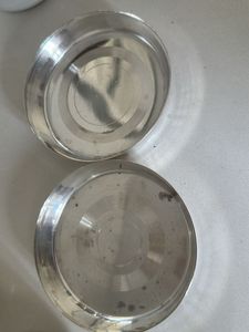 4  Bowls glass 2 plate all German silve
