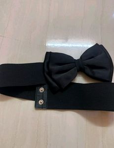 Black Bow Rubber Waist Belt