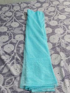 Sky Blue With White 🤍 Printed PointsSaree
