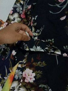 Floral Blue Top With Belt