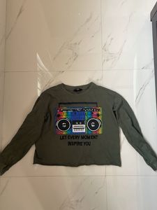 Boombox Graphic Long Sleeve Crop Top By Max