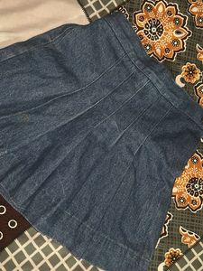 Denim Pleated Skirt