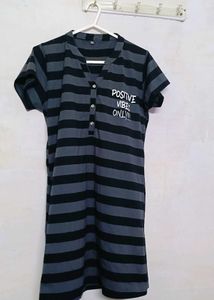 Striped "Positive Vibes" Tunic