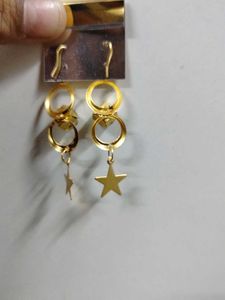 Star Drop Gold Earrings