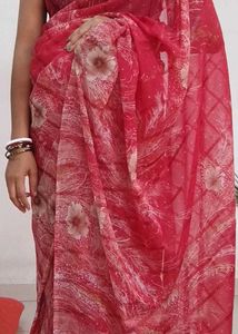 Dark Pink Floral Saree
