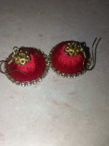 Red &amp; Gold Tone Earrings