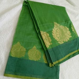 Green Brocade Banarasi Cotton Saree