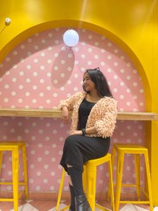 pink knit jacket with H&M bodycon dress