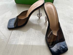 Black Lucite Mule Heels
