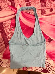 Blue Halter Crop Top