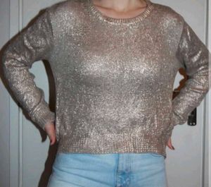 Silver Shimmer Knit Top For Women ◽◻️🤍🐚