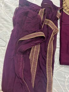Elegant burgundy heavy Kurta patiyala salwar set,.