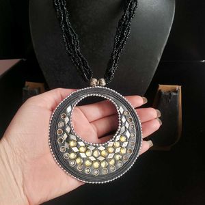 Black Mirror &amp; Beads Necklace