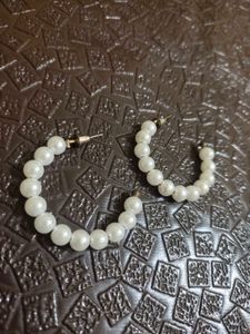 White Pearl Earrings Hoops