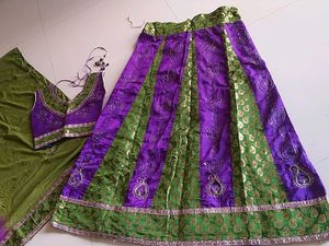 Purple &amp; Green Lehnga Choli