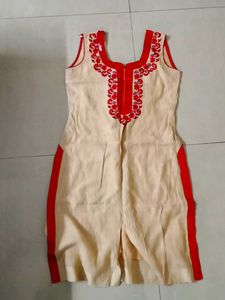 White And Red Kurta