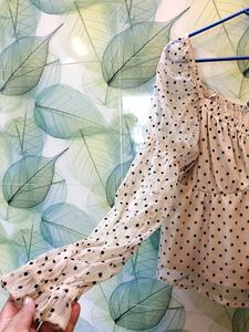 Polka Dot Sheer Sleeve Top