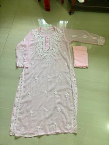 Chikankari Pink Kurti