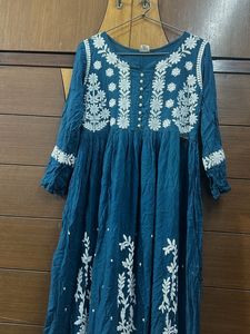 Elegant Embroidered Teal Kurta