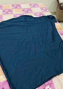 Navy Blue Satin Finish Cowl Dress
