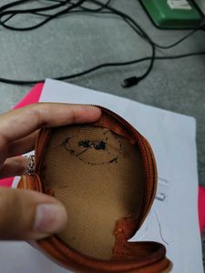 Brown Floral Pouch With Keychain Attachment