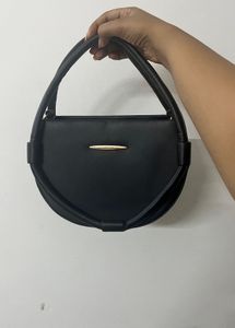 Black Half-Moon Top Handle Bag