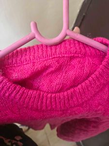 Pink Knit Pullover Sweater