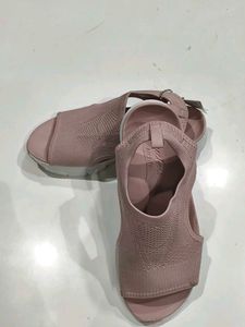 Pink Knit Open-Toe Sandals