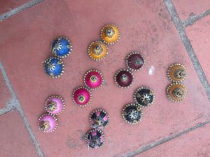 Colorful Silk Thread Button Earrings