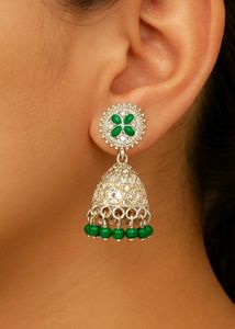 Green Jhumka Earrings