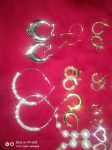 21 Pairs Combo Of Anti Tarnish Gold Silver Earings