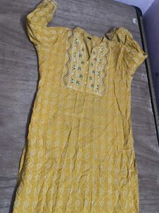 Yellow Embroidered Kurta