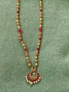 Handmade Gold Beads And Pearls Necklace