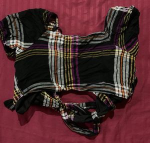 Plaid Wrap Crop Top