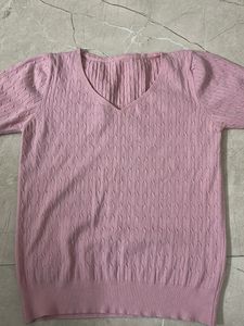 Pink Knit Short Sleeve Top