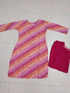 Handwork Lehriya Kurti With Pant