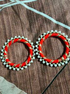 Red &amp; Pearl Bangles Size 2/6
