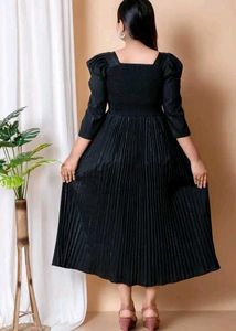 Black Pleated Midi Dress