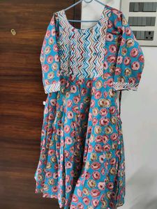 Light Blue Floral Anarkali Kurta