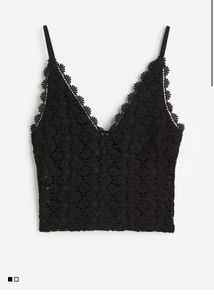 H&amp;M Imported Black Lace Crop Top