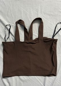 Brown Crisscross Top