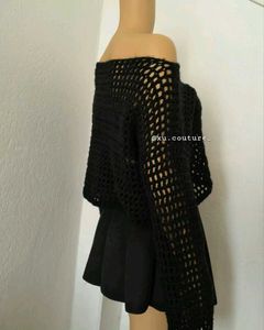 Crochet Black Mesh Sweater