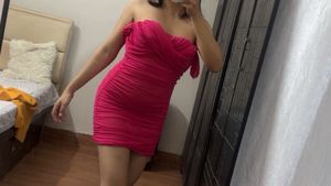 Hot Pink Ruched Mini Dress