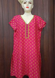 Pink Printed Kurta (36&#34;-38&#34;)