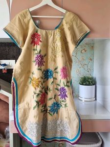Embroidery Beautiful Cotton Straight Kurti 😍