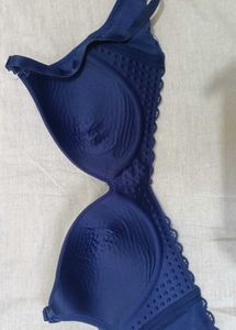 Navy Blue Padded Net Bra