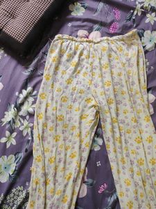 Yellow Animal Print Cotton Long Pants |Daily&amp; Nigh