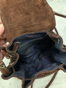 Brown Real Leather Suede Sling Bag