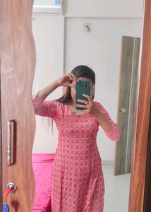 Pink Printed Kurta